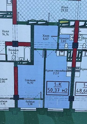 madina residence: 1 комната, 50 м², Восток-5 мкр Элитка, 4 этаж, ПСО (под самоотделку) — 5