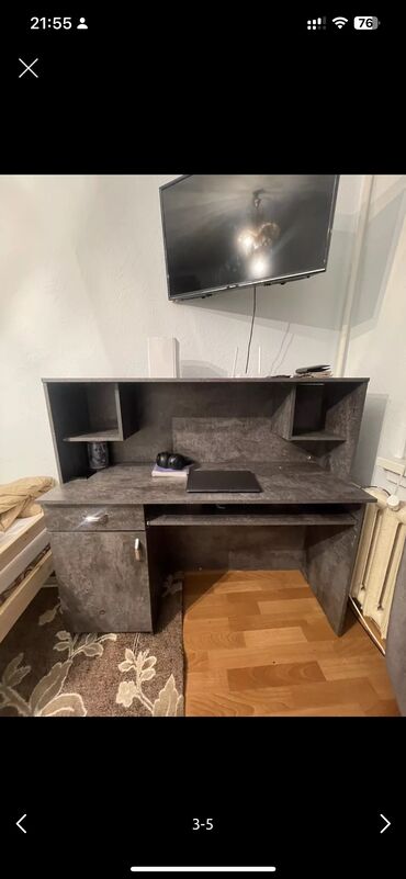 мебель рабочий стол: Офисный Стол, цвет - Серый, Б/у
