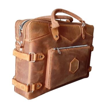 Noutbuklar üçün örtük və çantalar: Natural dəri portfel Dəri Portfel 100% Əl işi təbii Dəri çanta. Təbii — 3