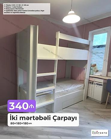 İki mərtəbəli çarpayı – 80×180×180 sm Xüsusiyyətlər: - Ölçülər: D 80