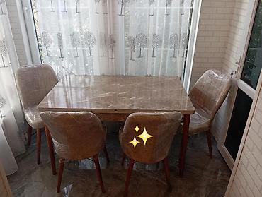 kafe ucun stol stullar: Mətbəx/Qonaq otağı üçün masa və 4 ədəd stul dəsti. - Dizayn: müasir — 1