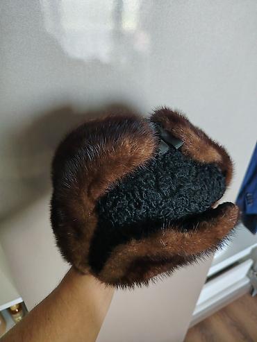 norka: Qış üçün qulaqlıq/ earmuff - Material: tünd qəhvəyi xəz kənar, iç və — 2