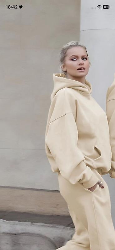 dəst geyimlər instagram: Unisex kapüşonlu dəst – bej rəng - 2 hissəli komplekt: oversize — 1