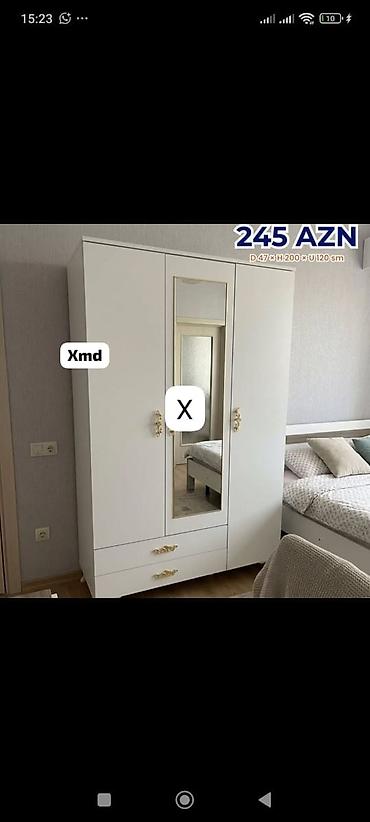 Ağ rəngdə 3 qapılı dolab - Ölçülər: Dərinlik 47 sm × Hündürlük 200 sm lalafo.az -da Ağ rəngdə 3 qapılı dolab - Ölçülər: Dərinlik 47 sm × Hündürlük 200 sm