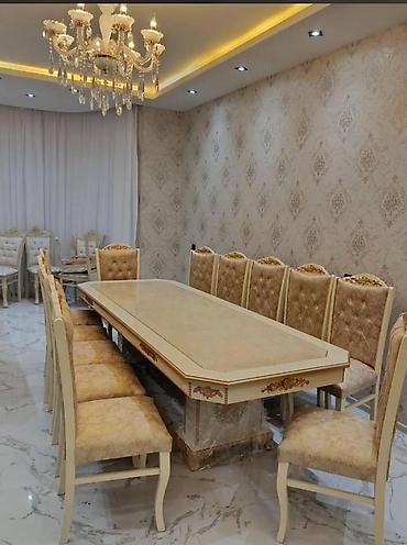 oturaca: 12 nəfərlik masa dəsti✅ Masa (1 metrənin 2.80 uzunluğu) 840 manat dəst — 1