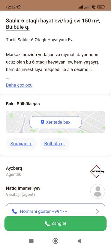 Həyət evləri və villaların satışı: Satılır: 6 otaqlı həyət evi/bağ evi, 150 m², Bülbülə q. - Ümumi sahə — 7