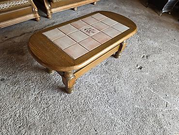 Stilski klub stolovi: Drveni klub sto sa keramičkim pločicama - Materijal: masivno drvo — 3