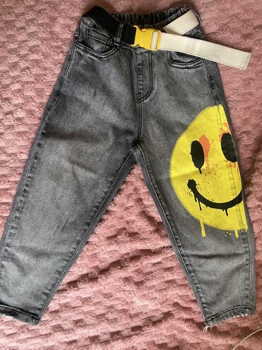 детские утепленные штаны: Джинсы и брюки, цвет - Серый, Б/у
