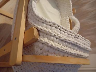 kafe mebeli: Beşik tipli bebek sepeti və taxta dayaqlıq - Material: qalın toxunma — 4