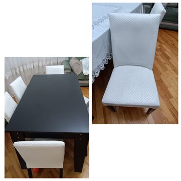 Masa və oturacaq dəstləri: Qonaq otağı üçün, İşlənmiş, Açılmayan, Kvadrat masa, 6 stul