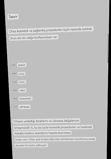 ultrason: Ultrasəs, Dəri üçün, Üz üçün, Bədən üçün — 4