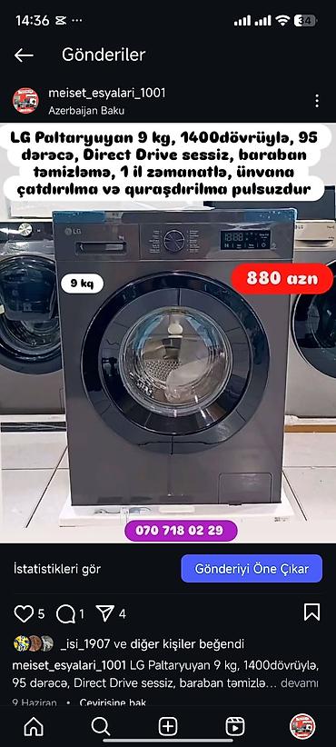 Paltaryuyan maşınlar: Paltaryuyan Anbardan satiş.Qimətlər aşagida qeyd olunub.Ünvana — 109