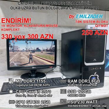 Masaüstü kompüterlər və iş stansiyaları: Masaüstü Kompüter "İntex DDR3 1155 H61/Core i5 3570/8GB Ram/GT430