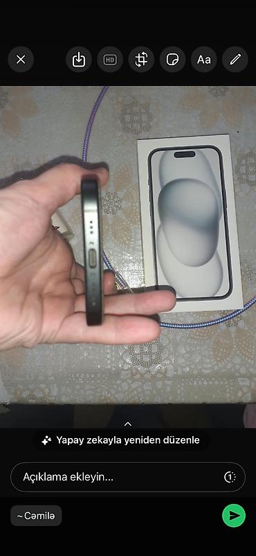 apple iphone 15 pro: IPhone 15, 128 GB, Qara, Zəmanət, Barmaq izi, Simsiz şarj — 7