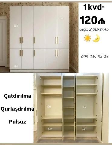 Ağ rəngli çoxbölməli paltar şkafı - Ölçü: 2.30 x 2 x 0.45 m - Ön lalafo.az -da Ağ rəngli çoxbölməli paltar şkafı - Ölçü: 2.30 x 2 x 0.45 m - Ön