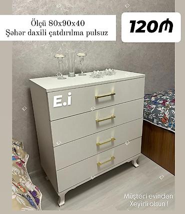 Ağ rəngli 4 çekmeceli komod - Ölçü: 80x90x40 sm - Şəhər daxili lalafo.az -da Ağ rəngli 4 çekmeceli komod - Ölçü: 80x90x40 sm - Şəhər daxili