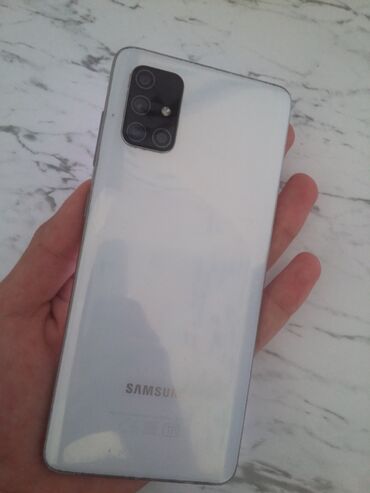 tesla tv qiymeti: Samsung Galaxy A71, 128 GB, rəng - Ağ, Sensor, Barmaq izi, İki sim kartlı