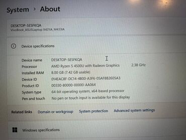 asus rog strix g531gu al315t: İşlənmiş ASUS Vivobook, 14 ", AMD Ryzen 5, 512 GB