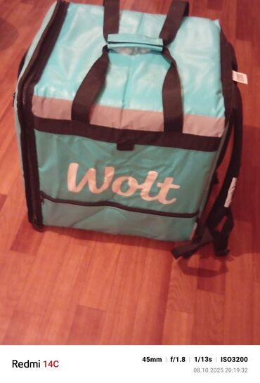 Gözəllik və estetika avadanlığı: Wolt termo çatdırılma çantası - Rəng: firuzə (Wolt loqolu), boz