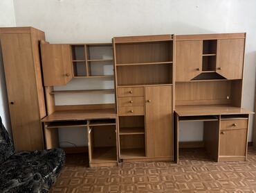 офисные стол: Комплект офисной мебели, Шкаф, ДСП, цвет - Коричневый