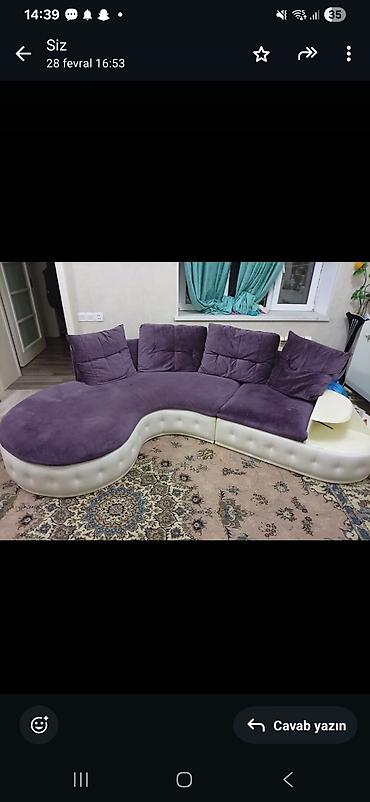 Divanlar: Modern bənövşəyi rəngli künc divan - Dalğavari, S-şəkilli dizayn — 1