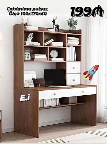 ofisde islenib: Ofis/iş masası üst dolablı model - Ölçü: 100x170x50 sm — 1