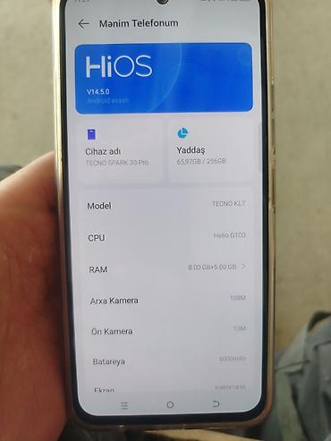 tecno camon 30 premier: Tecno Spark 30 Pro, 256 GB, rəng - Gümüşü, İki sim kartlı — 3