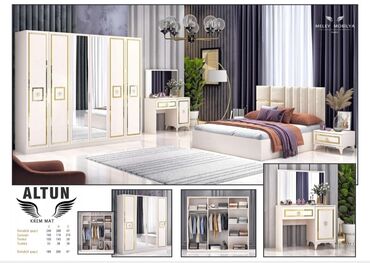 uz qaş stolu: Двуспальная кровать, Шкаф, Трюмо, 2 тумбы, Турция, Новый