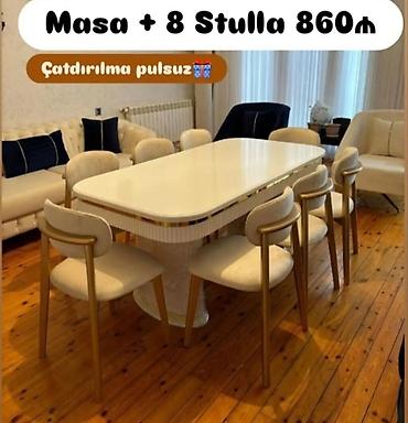 kreslo gence: Qonaq otağı üçün, Yeni, Açılmayan, Oval masa, 8 stul — 1