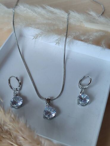 srebrni setovi: Set: Earrings, Necklace, Pendant, Material: Silver