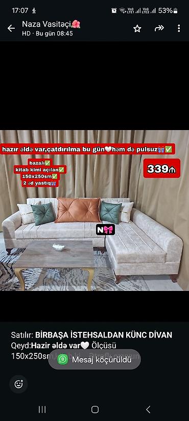 avanqard: Künc divan, Qonaq otağı üçün, Bazalı, Açılan — 4