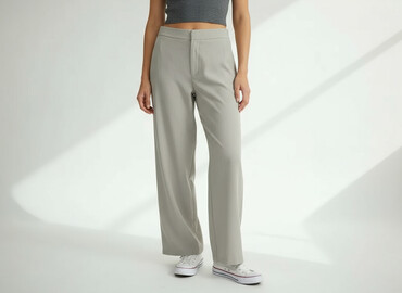 spodnie materiałowe z wysokim stanem: Material trousers for women, size L