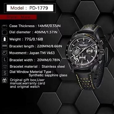 Ručni satovi: PAGANI DESIGN PD-1779 -40mm- Crna/Žuta -Omega Speedmaster Potpuno nov — 8