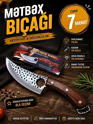 Bıçaqlar: Məhsul: Mətbəx bıçağı Xüsusiyyətlər: - Paslanmaz poladdan bıçaq - — 1