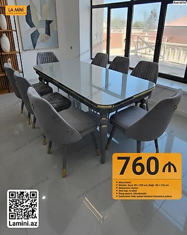 Mebel: Masa Dəsti – Kod: 6916 - Masa: Açıq ölçü 90×200 sm, bağlı 90×160 sm - — 1