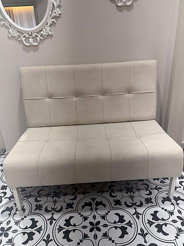 Minimalist iki nəfərlik yumşaq oturacaq/mini divan - Rəng: açıq bej — 1