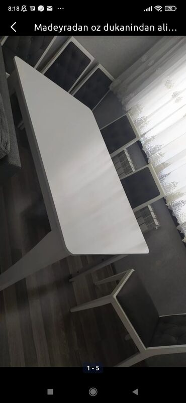 madeyra stol stul: Qonaq otağı üçün, Yeni, Açılmayan, Dördbucaq masa, 6 stul, Türkiyə