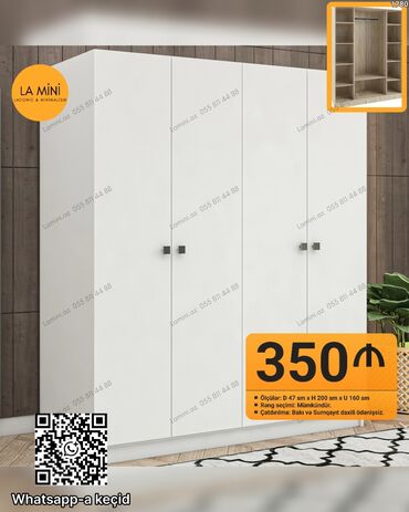 Dolablar: Açılan, 4 qapılı Düz dolab, Şifonyer