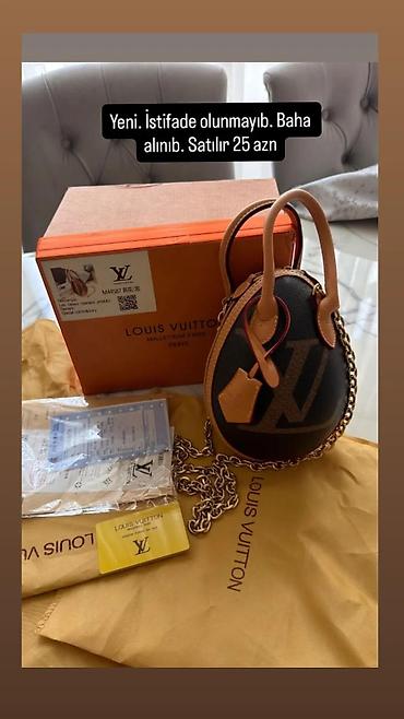 Çantalar: Louis Vuitton tərzində mini çanta – dairəvi formalı, qəhvəyi/qaranlıq — 1