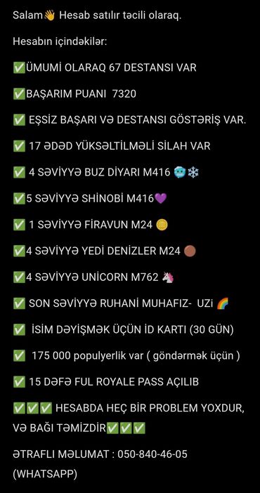Təmiz hesabdı 135 AZN MƏLUMATLAR ŞƏKİLLƏRDƏ QEYD OLUNUB YANLIZ
