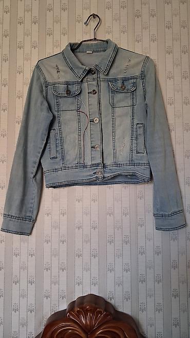 ag cins: Açıq mavi rəngdə qısa denim caket - Klassik yaxalı və düyməli ön — 3