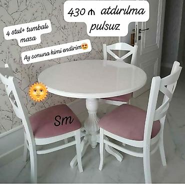 yumru taxt: Qonaq otağı üçün, Yeni, Yumru masa, 4 stul — 1