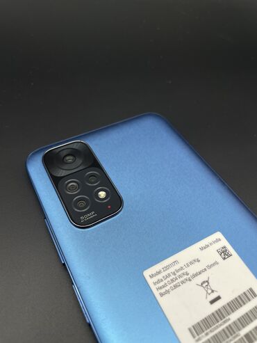 телефон трещина: Xiaomi, Redmi Note 11, Б/у, 128 ГБ, цвет - Синий, 1 SIM, 2 SIM