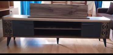 tv stand: Б/у, Прямой ТВ стенд, С полками, Деревянный