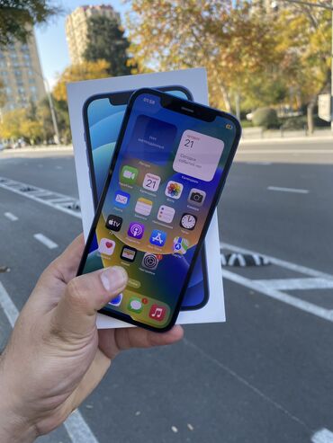 Apple iPhone: IPhone 12, 64 GB, Mavi, Zəmanət, Simsiz şarj, Face ID