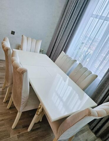 balkon üçün stol stul: Qonaq otağı üçün, Dördbucaq masa, 6 stul