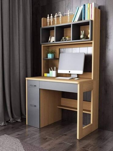 Sifarişlə yazı masaları: Dördbucaq masa, Stulsuz, Polkalı, Siyirməsiz, Türkiyə, Mat laminat — 14