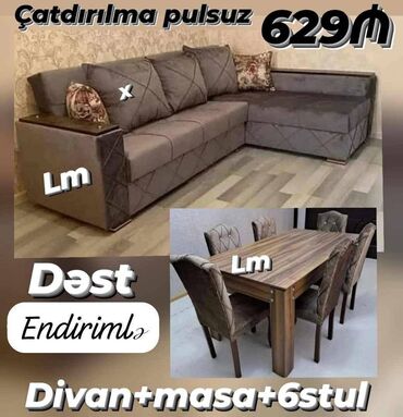школьные парты и стулья: Divan+ Masa dəsti Sifarişlə hazırlanır. Dəst şəkildə : 629₼ Divan 