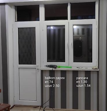 şüşə qapi: PVC balkon-qapı və pəncərə dəsti - Material: ağ PVC profil, ikili — 1