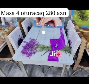 metbex masa ve oturacaqlar: Kvadrat masa, Mətbəx üçün, 4 nəfər, Zəmanətsiz